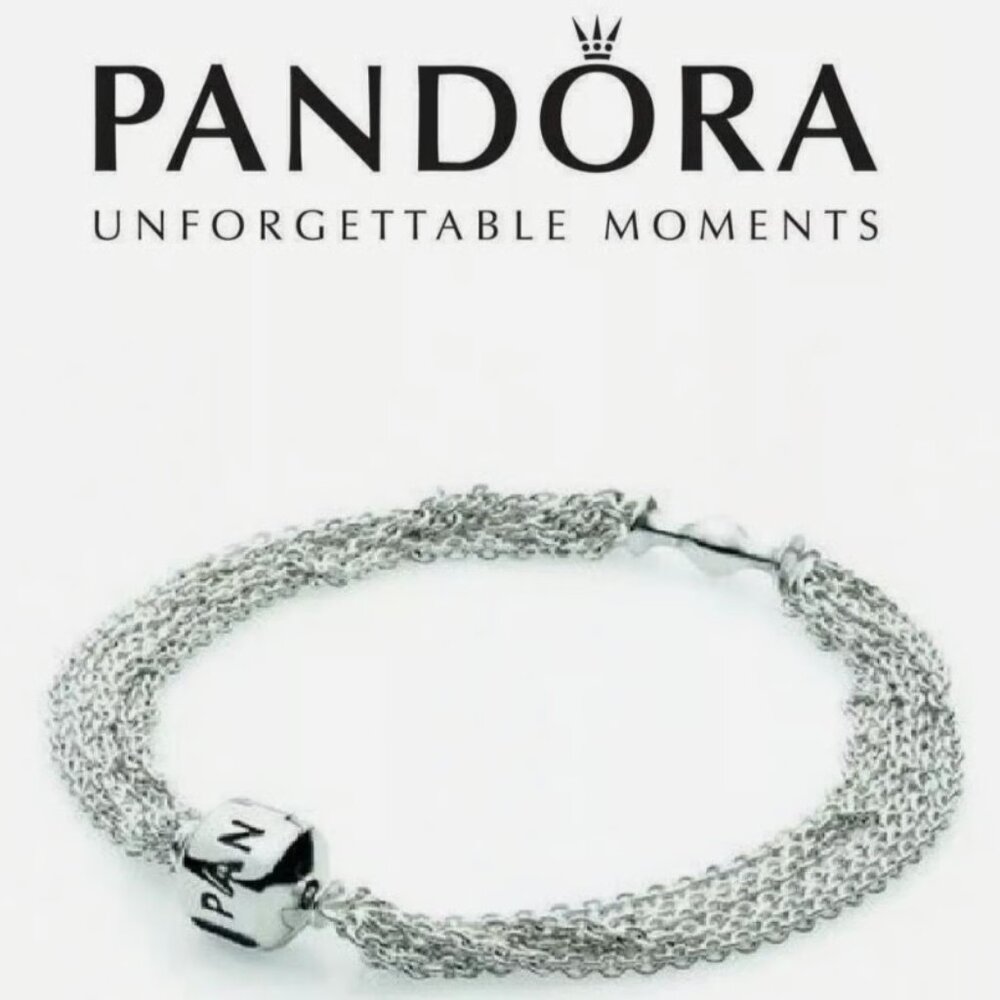 Pandora Sterling Silver Multi Strand One Clip Station Bracelet 7.5"/19cm 591701